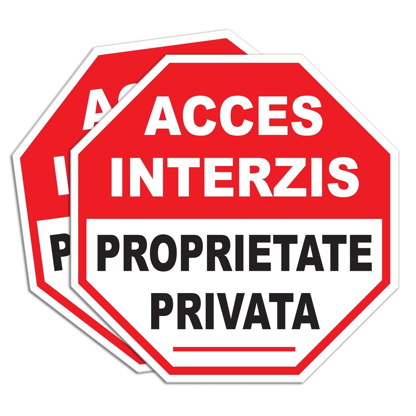 Set 2 indicatoare avertizare Acces Interzis Proprietate Privata — 30×30 cm