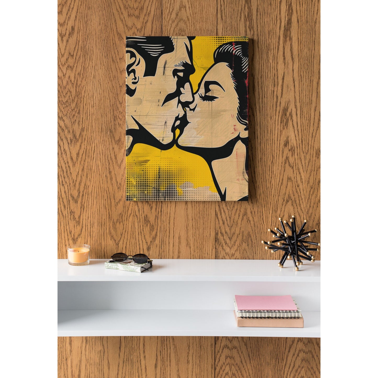 Tablou canvas "Popart retro kiss" - 40x60 cm