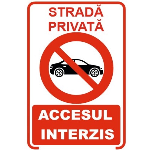 Panou Indicator PVC 4mm "Strada privata, accesul interzis"