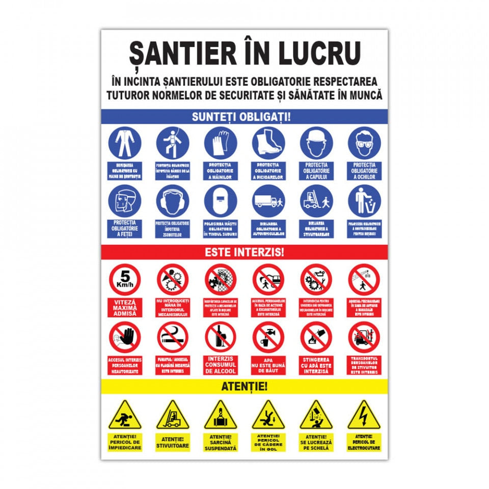 Panou Indicator PVC 4mm Santier in lucru
