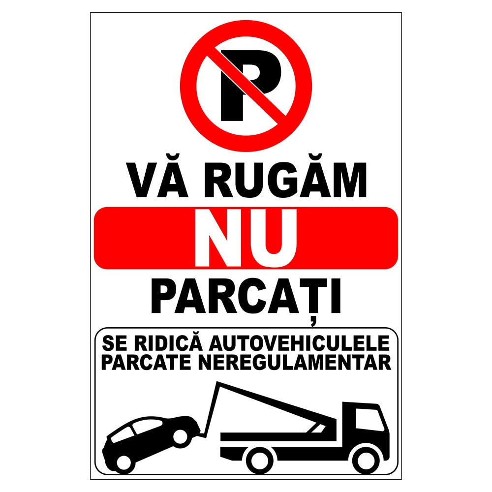 Panou Indicator PVC 4mm "Va rugam nu parcati"
