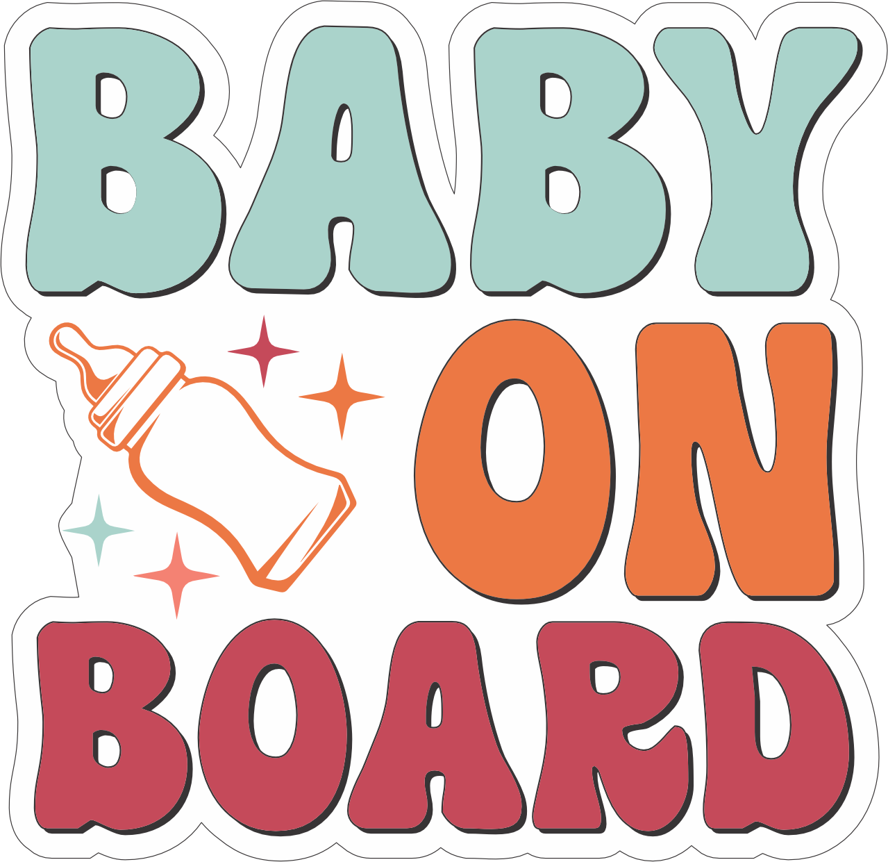 Set 2 Etichete "Baby on board - biberon" — 10×10cm