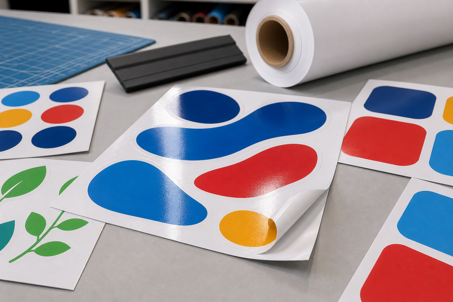 Stickere PVC color pe autocolant alb