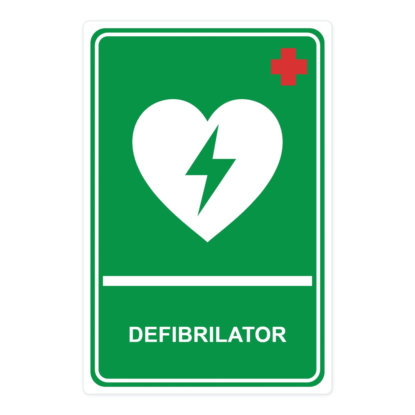 Sticker indicator Defibrilator AED, PVC autoadeziv, 20 x 30 cm – imaginea 1