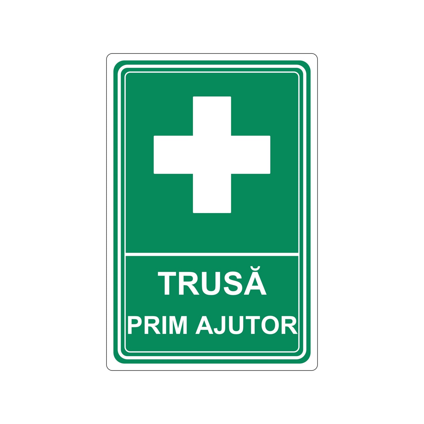Indicator Trusă de prim ajutor, placa PVC rigid 4 mm, 20 x 30 cm, Alb - imagine 1