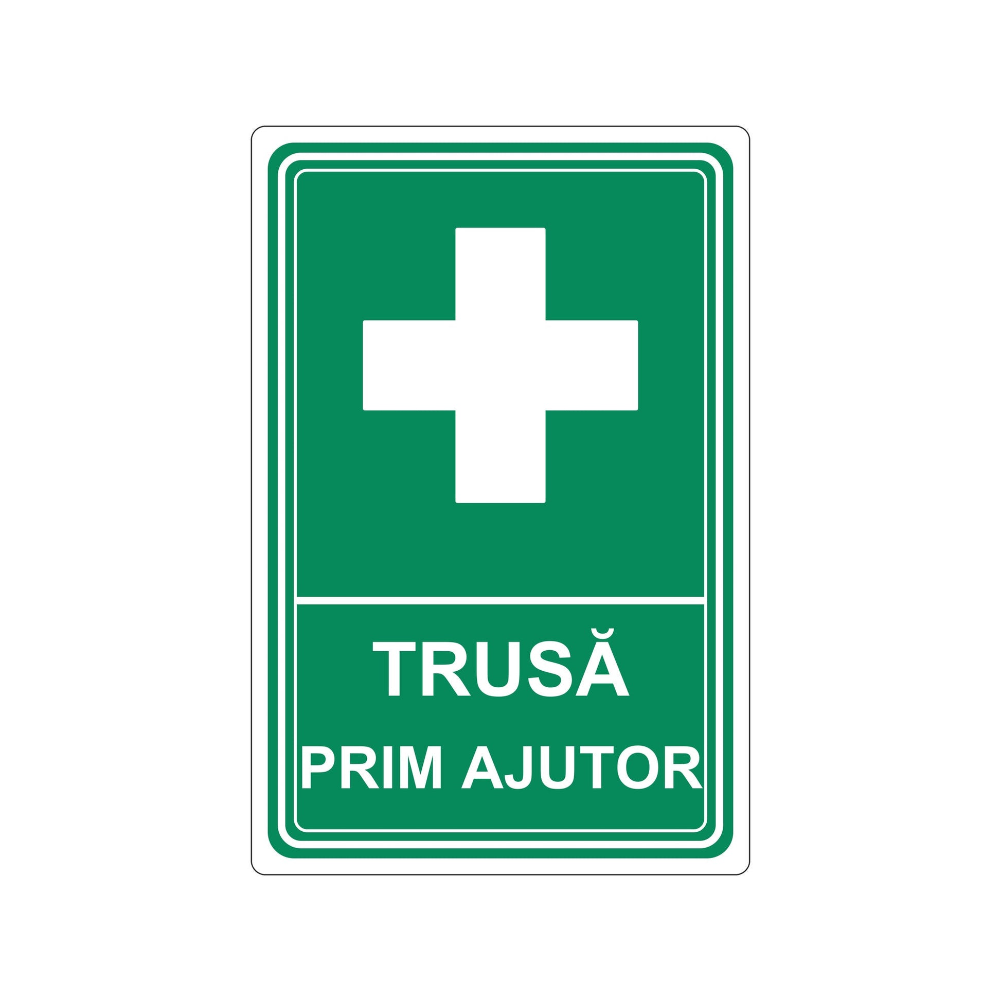 Indicator Trusă de prim ajutor, placa PVC rigid 4 mm, 20 x 30 cm, Alb - imagine 1