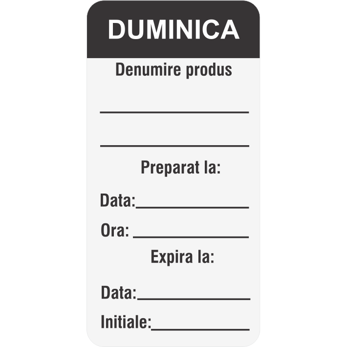 Set 700 Etichete HACCP "Zilele săptămânii" — 3×6cm (removable)