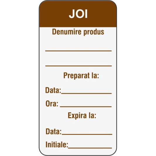 Set 500 Etichete HACCP "JOI" — 3×6cm (removable)