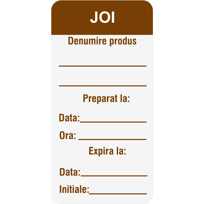 Set 700 Etichete HACCP "Zilele săptămânii" — 3×6cm (removable)