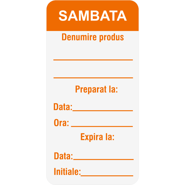 Set 700 Etichete HACCP "Zilele săptămânii" — 3×6cm (removable)