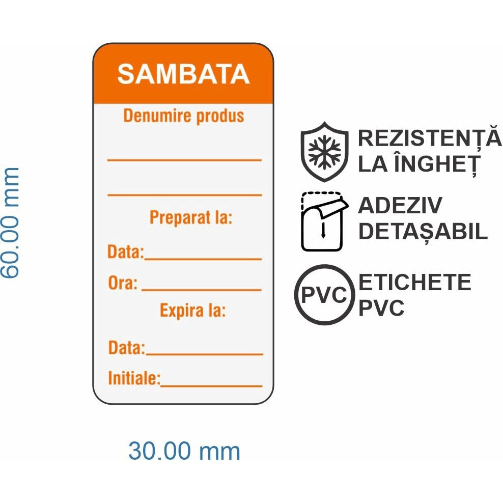 Set 500 Etichete HACCP "SAMBATA" — 3×6cm (removable)