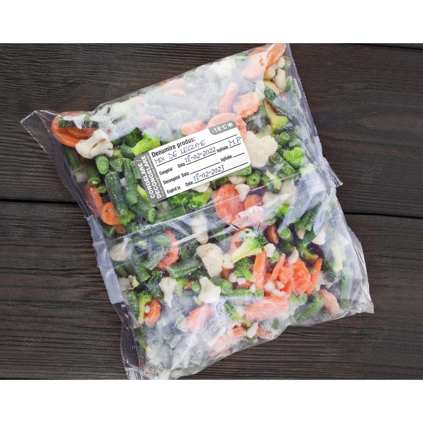 Set 500 Etichete HACCP "Produse congelate" — 3×6cm (removable)