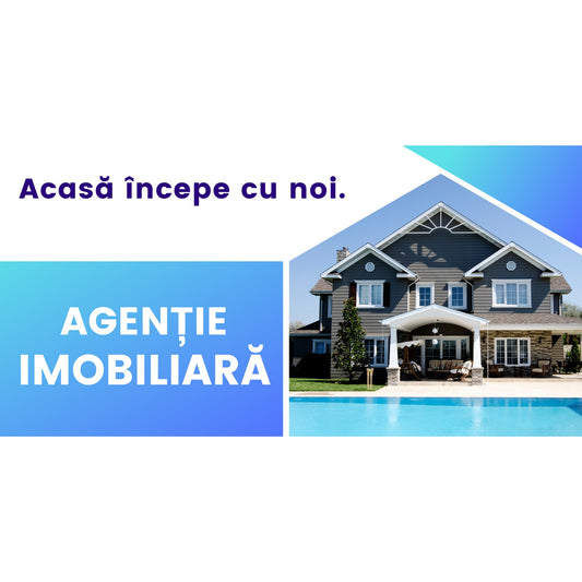 Banner Publicitar "Agentie imobiliara - Acasa incepe cu noi" — 150×75cm