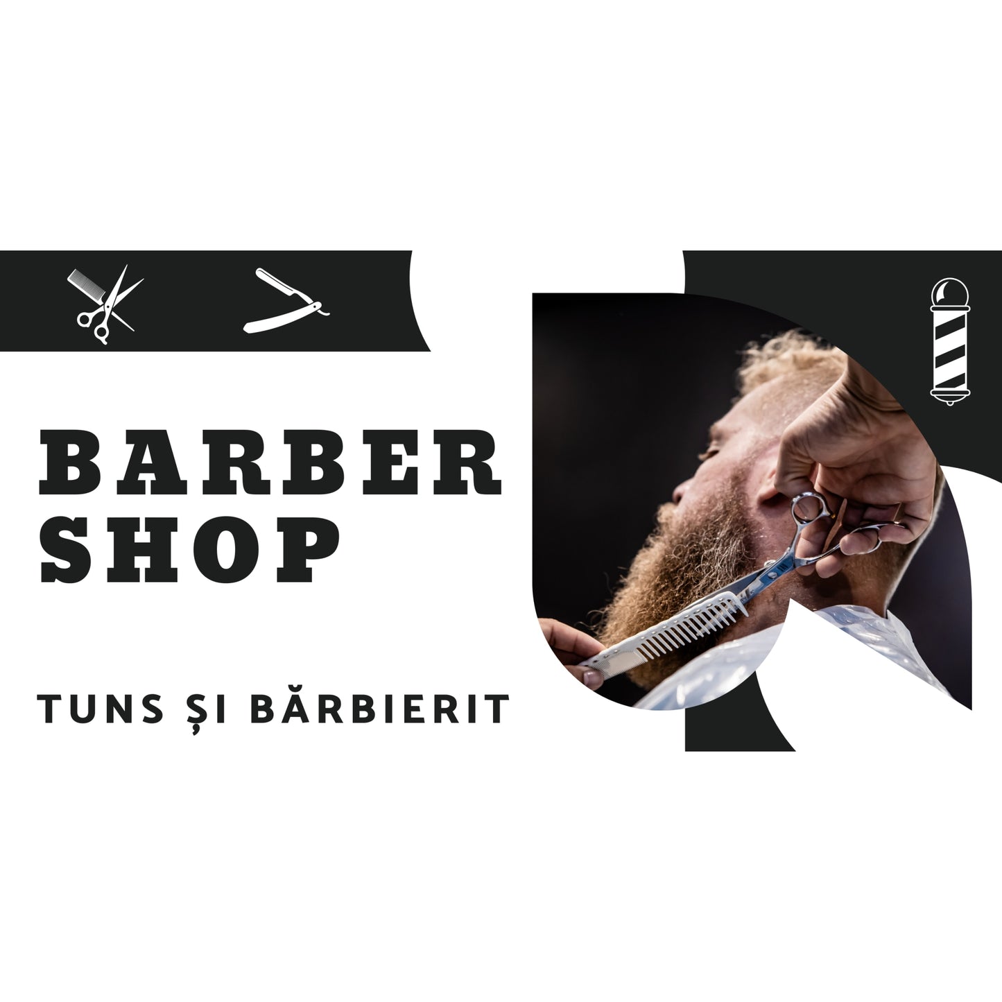 Banner Publicitar "Barber Shop" — 150×75cm